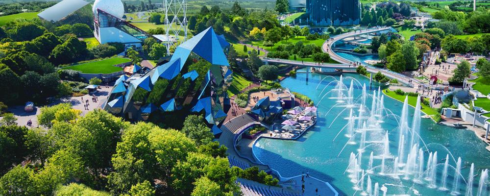 Vue aerienne parc d'attraction familial Futuroscope proche de Laguna Lodge Résidence en Charente-Maritime (17)