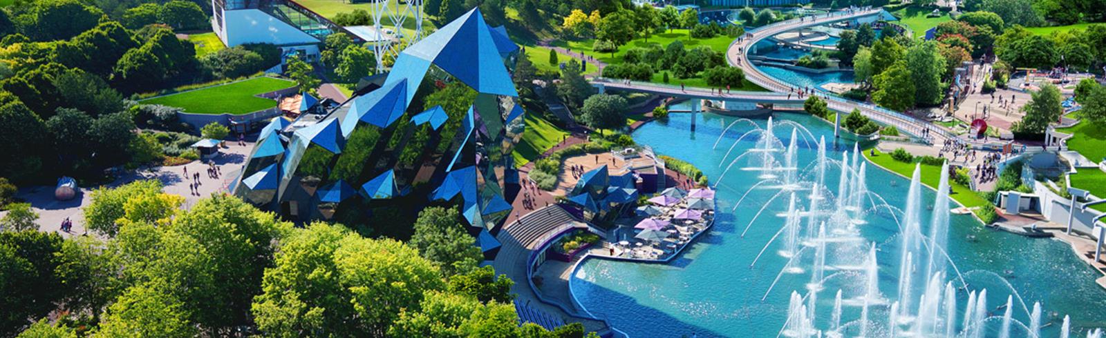 Vue aerienne parc d'attraction familial Futuroscope proche de Laguna Lodge Résidence en Charente-Maritime (17)